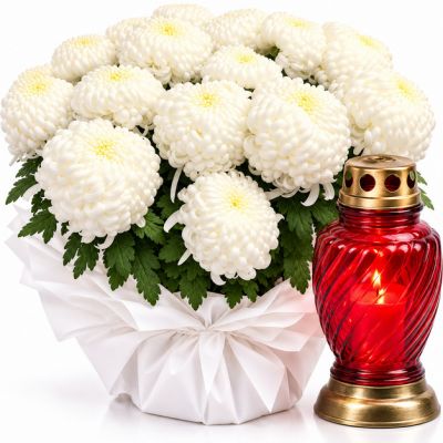 Chryzantema Bia�a + Znicz