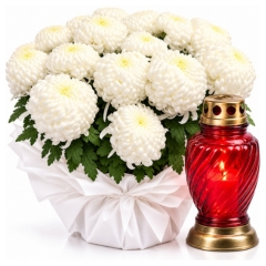 Chryzantema Bia�a + Znicz